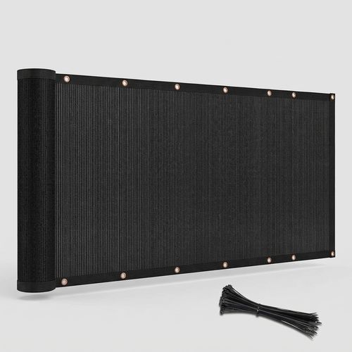 Bynbbur 4-foot by 20-foot black privacy fence screen on chain-link
