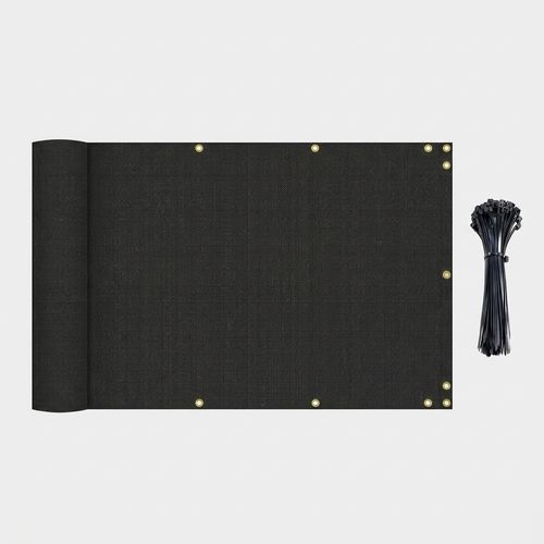 Bynbbur 30-inch black balcony privacy screen on an apartment deck rail