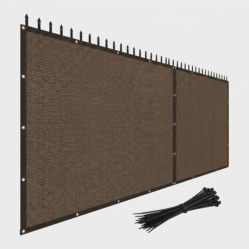 Bynbbur 6-foot by 40-foot brown privacy fence screen on backyard chain-link