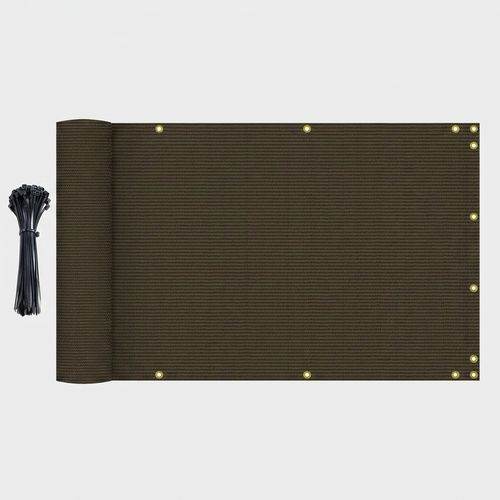 Bynbbur 35-inch brown balcony privacy screen on a deck railing