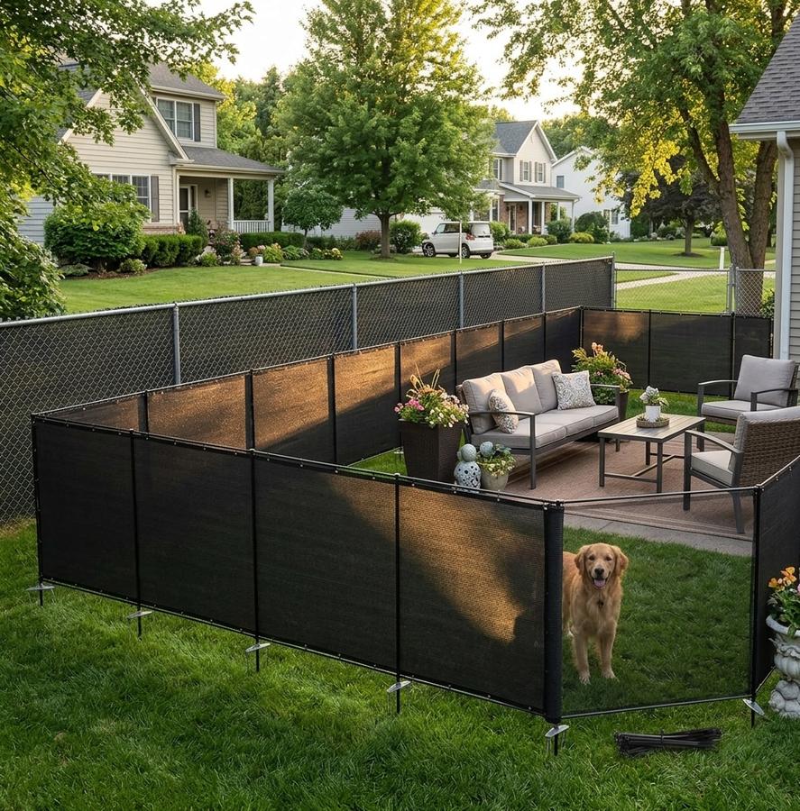 6ft × 24ft Freestanding Privacy Kit — Black